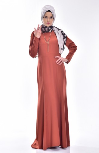 Brick Red Hijab Dress 4186-03