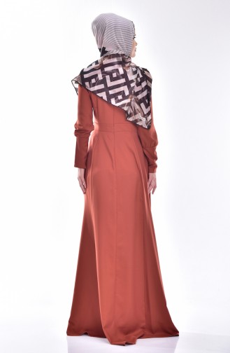 Brick Red Hijab Dress 4186-03