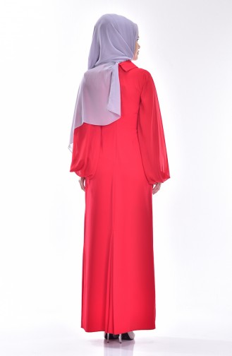 Kleid mit Brosche 0023-01 Rot 0023-01