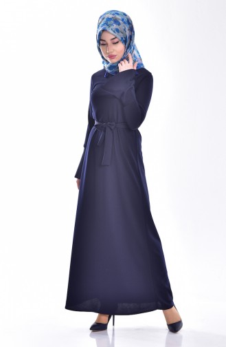 Dress with Belt 4013-01 Navy Blue 4013-01