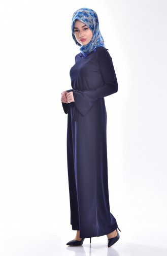 Dress with Belt 4013-01 Navy Blue 4013-01