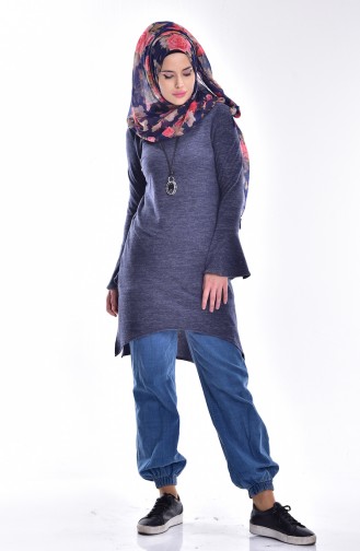 Knitwear Sweater with Necklace 4051-01 Navy Blue 4051-01
