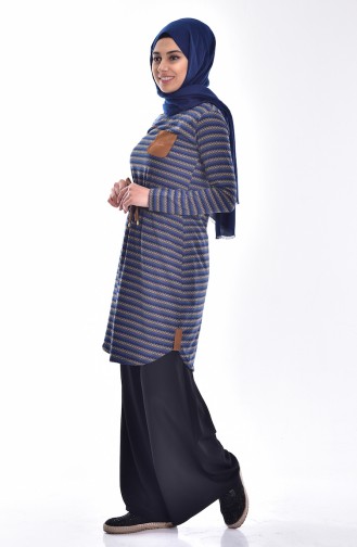 Tunic with Pockets and Laces 0652-03 Navy Blue 0652-03