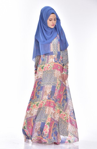 Blau Hijab Kleider 0035-02
