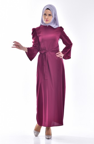 Kleid mit Gürtel 0032-05 Zwetschge 0032-05