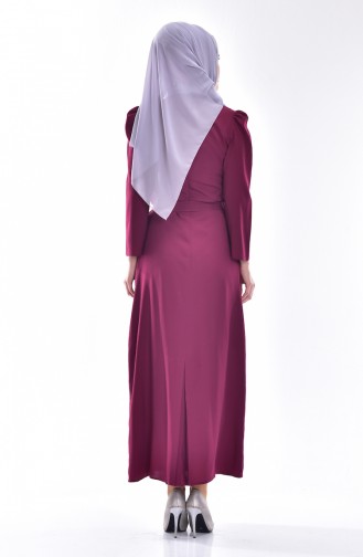 فستان بتصميم سادة مع حزام  0032-05