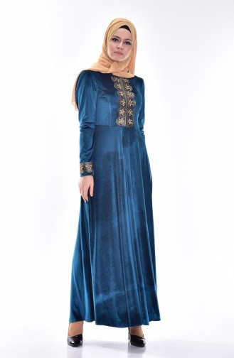 Petrol Hijab Dress 1903-05