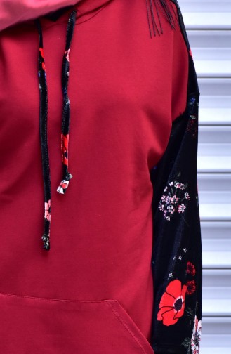 Kadife Detaylı Eşofman Takım 4249-04 Bordo