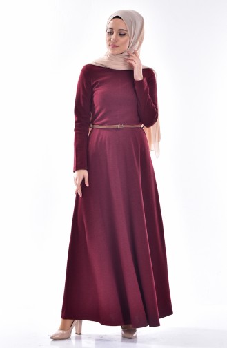 Dress with Belt 4028-02 Claret Red 4028-02