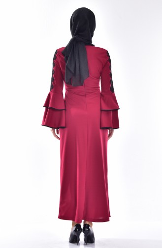 Claret Red Hijab Dress 3261-04