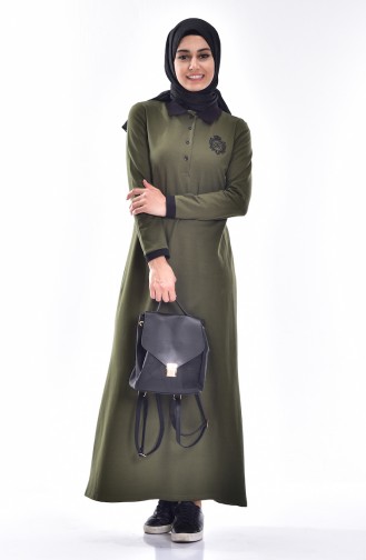 Khaki Hijab Dress 2856-05