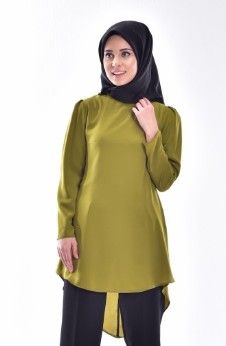 Asimetrik Tunik 0055-03 Haki Yeşil