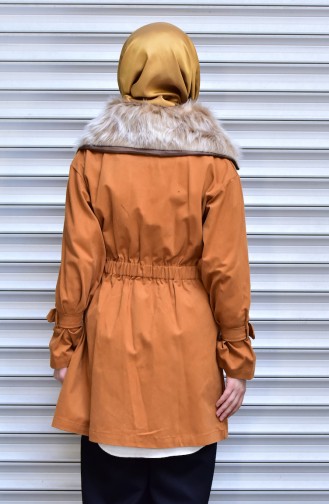 Furry Collar Coat with Zipper 4569-04 Mustard 4569-04