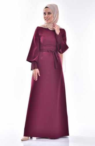 Dark Claret Red Hijab Dress 0484-01