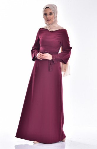 Dark Claret Red Hijab Dress 0484-01