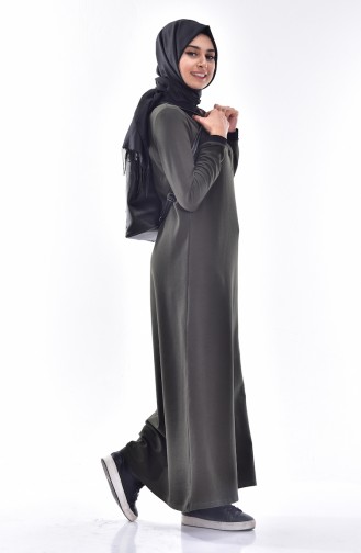 Dark Khaki Hijab Dress 2856-12