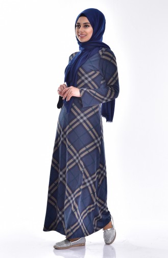 Navy Blue Hijab Dress 4065-01