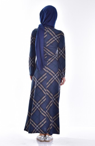 Navy Blue Hijab Dress 4065-01