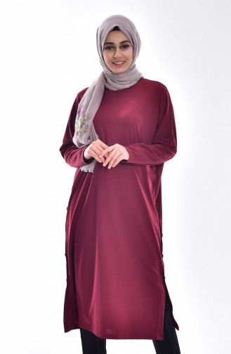 Button Detailed Tunic 4064-04 Maroon 4064-04
