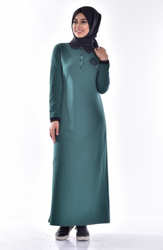 Petrol Hijab Dress 2856-10