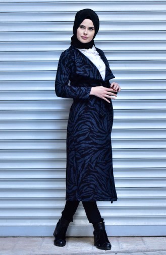 Coat with Belt 18161-04 Black İndigo 18161-04