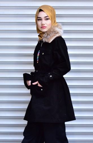 Manteau Col Fourrure a Fermeture 4569-05 Noir 4569-05