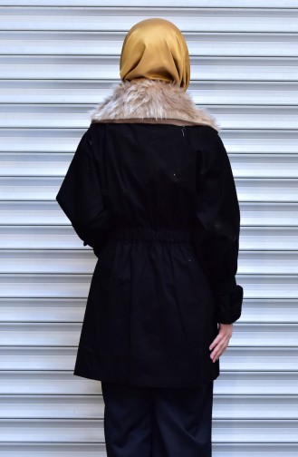Manteau Col Fourrure a Fermeture 4569-05 Noir 4569-05