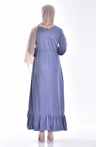 Wildleder Kleid mit Perlen 3091-01 Blau 3091-01