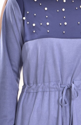 Wildleder Kleid mit Perlen 3091-01 Blau 3091-01