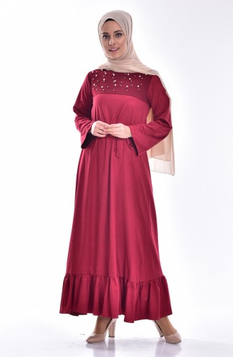 Claret Red Hijab Dress 3091-04