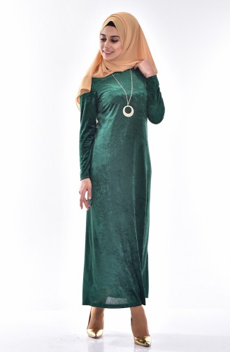 Grün Hijab Kleider 3239-02
