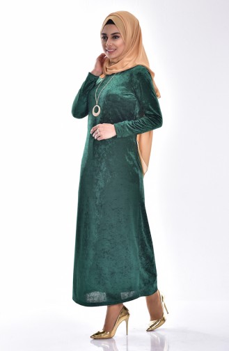 Grün Hijab Kleider 3239-02