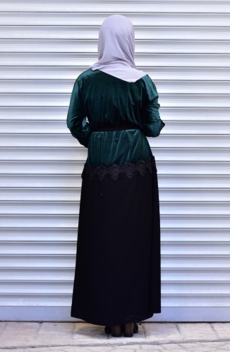 Abaya with Belt and Pearls 7710-01 Jade Green 7710-01