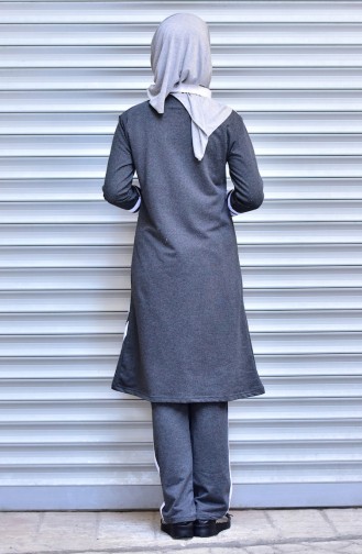 Islamic Sportswear Suit with Zipper 17056-02 Coal 17056-02