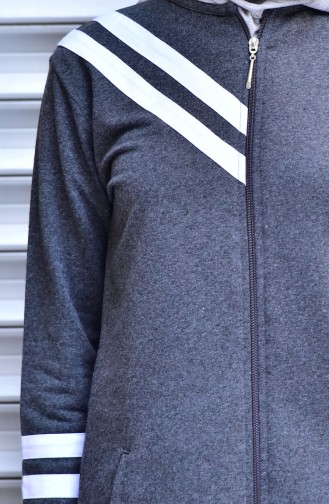 Islamic Sportswear Suit with Zipper 17056-02 Coal 17056-02