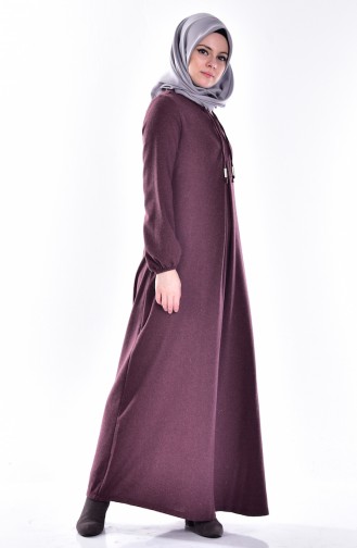 Weinrot Hijab Kleider 1400-03