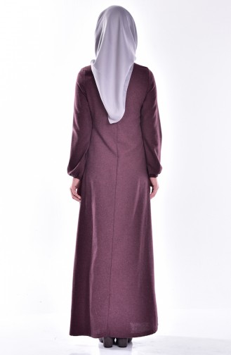 Weinrot Hijab Kleider 1400-03