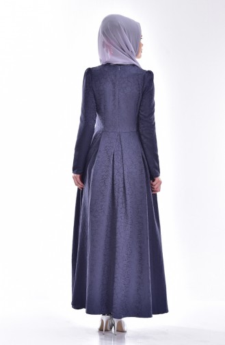 Gefalltetes Kleid mit Jacquard 7157-02 Rauchgrau 7157-02