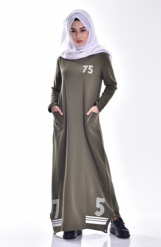 Khaki Hijab Dress 1122-02