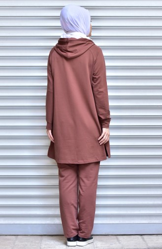 Islamic Sportswear Suit with Zipper 1532-06 Brown 1532-06