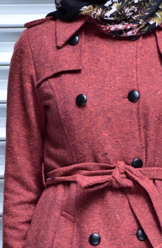Buttoned Coat with Belt 0508-04 Red Tile 0508-04