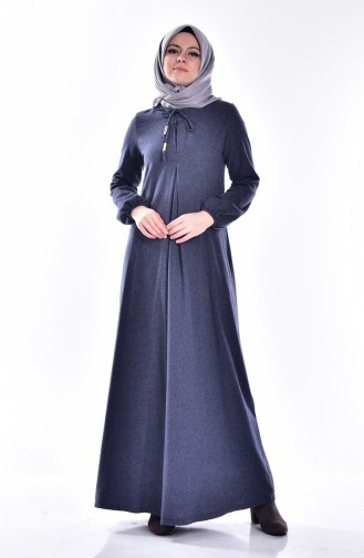 Bağcıklı Elbise 1400-01 Lacivert