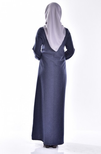 Navy Blue Hijab Dress 1400-01