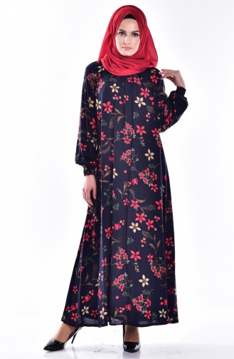 Decorated Dress 0016-01 Navy Blue 0016-01