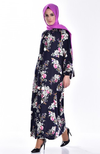 Navy Blue Hijab Dress 0018-01