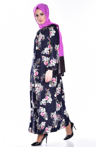 Navy Blue Hijab Dress 0018-01