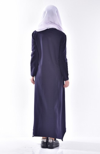 Navy Blue Hijab Dress 1122-04