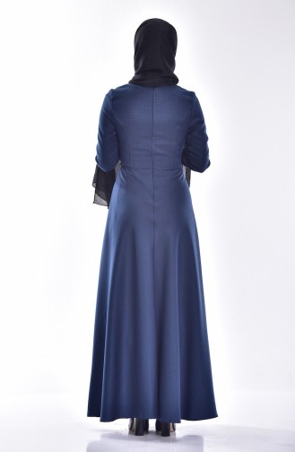 فستان بتصميم مُطبع 0599-03 لون ازرق 0599-03