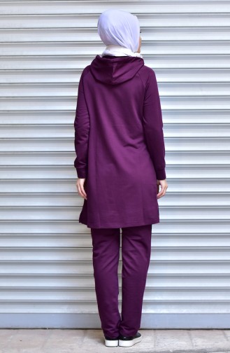 Islamic Sportswear Suit with Zipper 1532-08 Maroon 1532-08