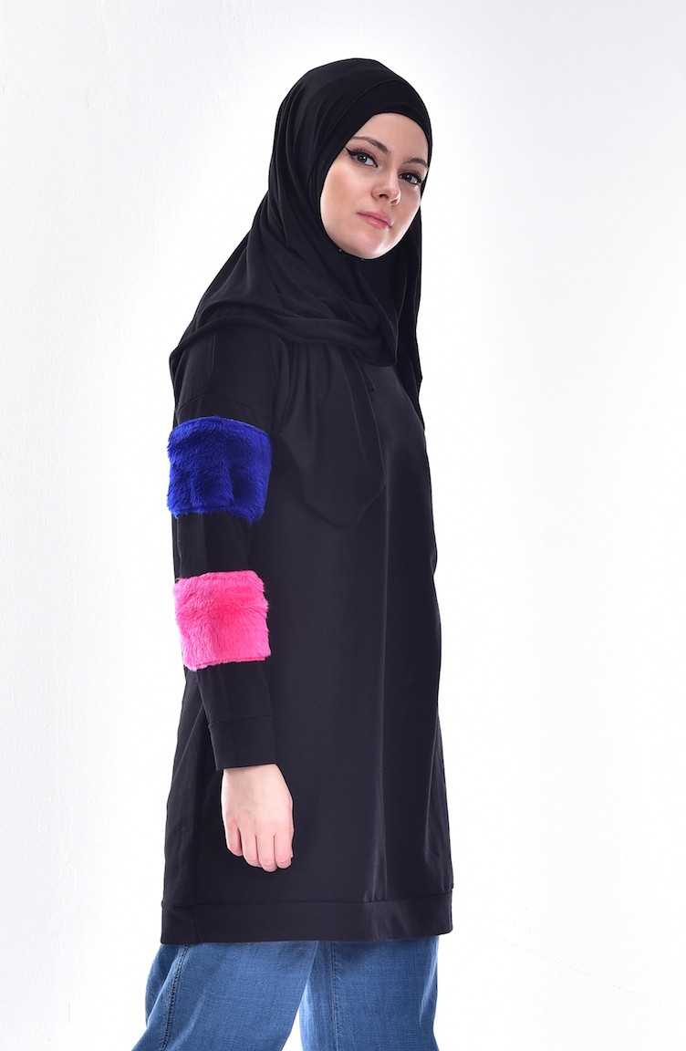Kollari Kurklu Tunik 7701 05 Siyah Sefamerve